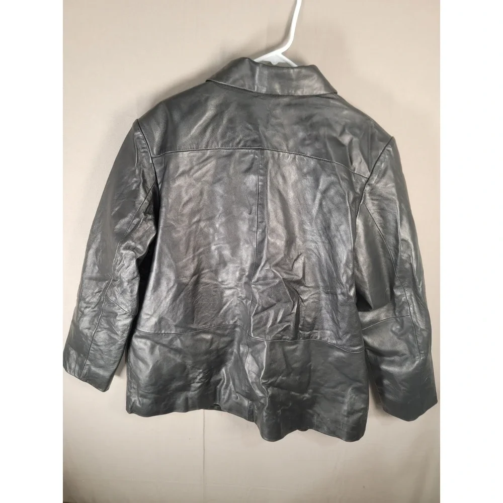 Excelled Leather Jacket Mens 2XL Big Black Genuine Leather Quilted Coat Full Zip